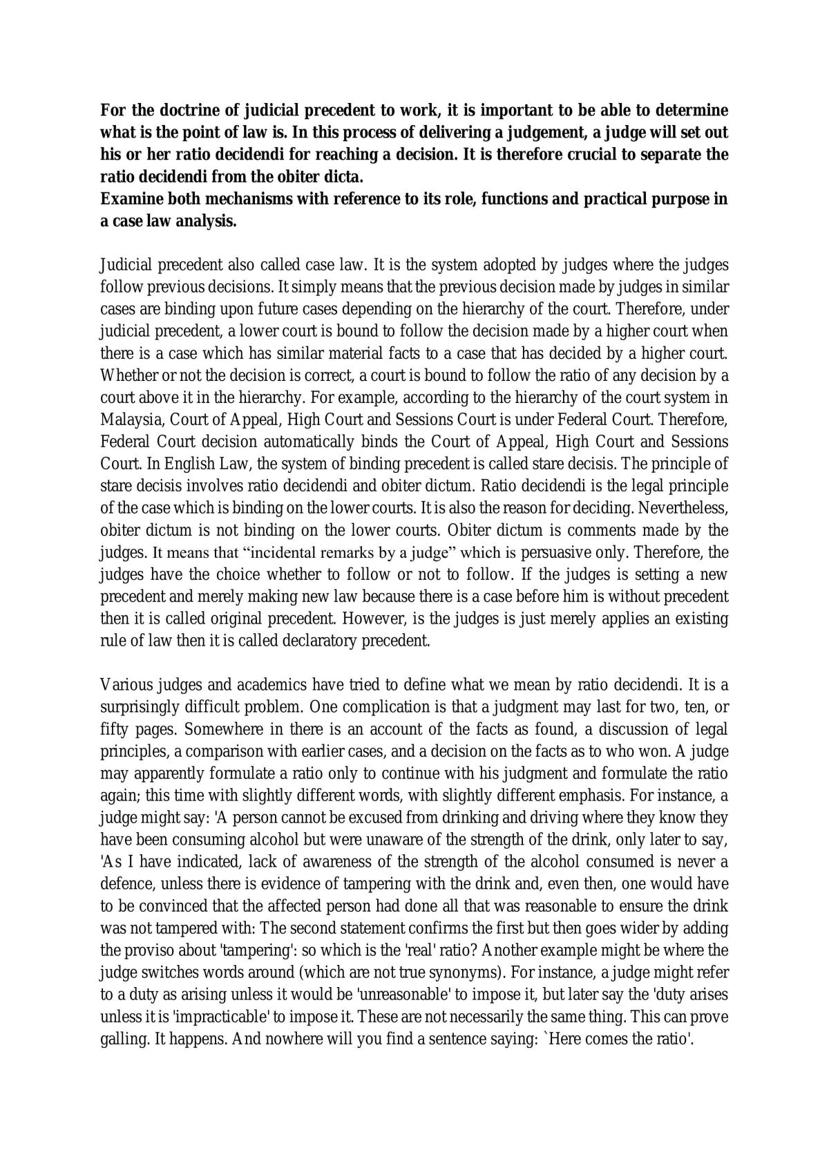 Examine both mechanisms with reference to its role, functions and practical purpose in a case law analysis - Page 1