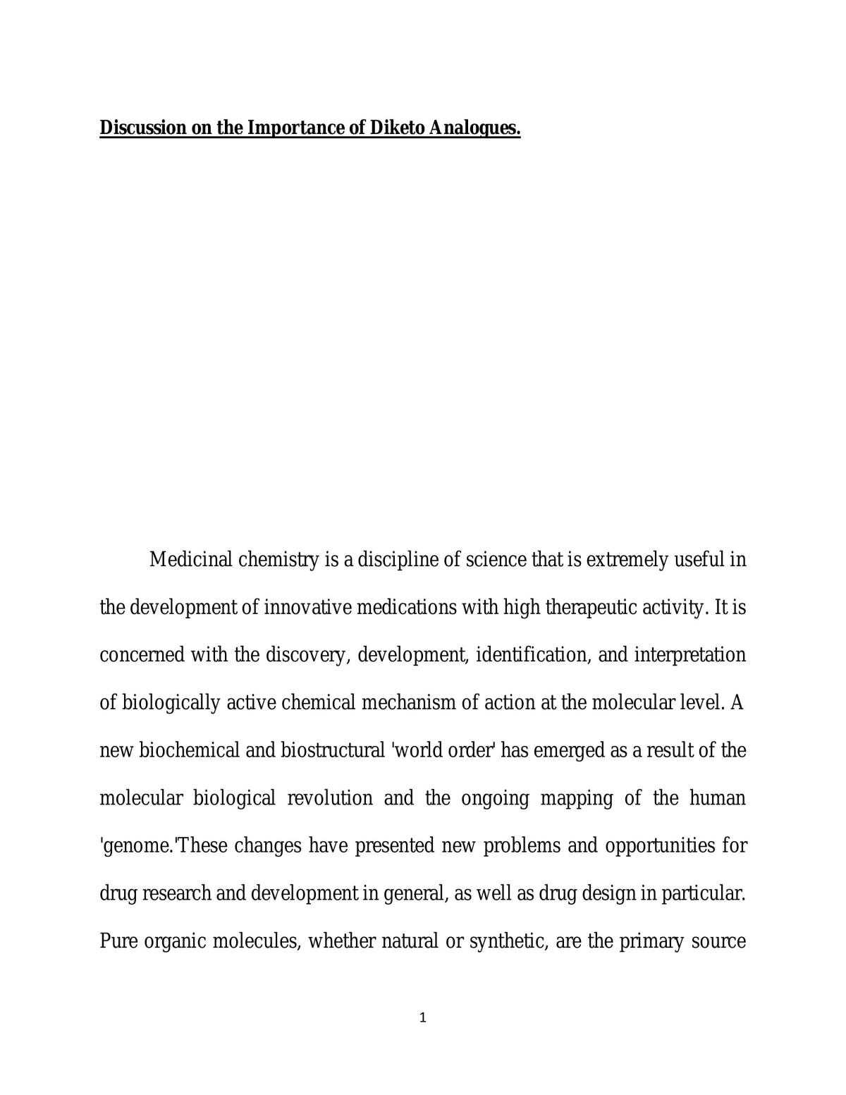 Importance of diketo analogues  - Page 1