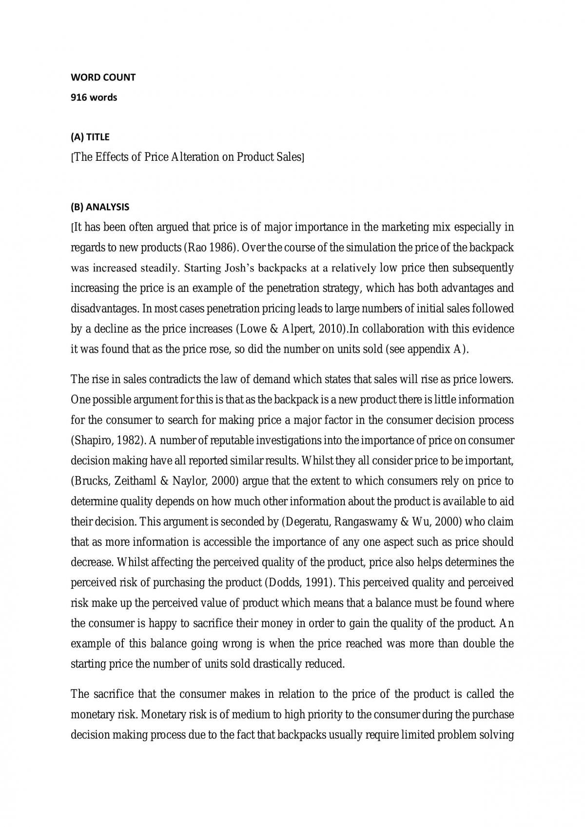 Effect of Price Alteration on Product Sales - Page 1