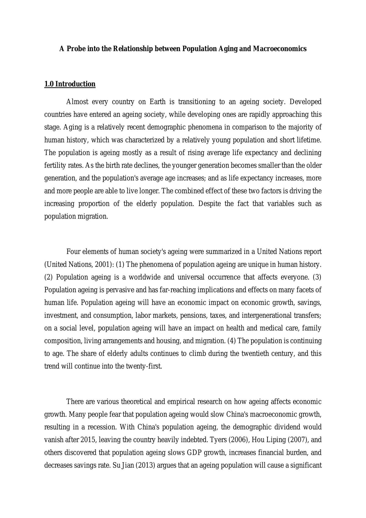 Assignment discussing relationship between population and macroeconomics - Page 1