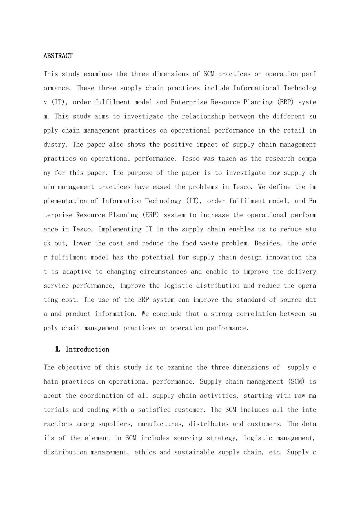 The Supply Chain Management Practices on Operational Performance - Page 1