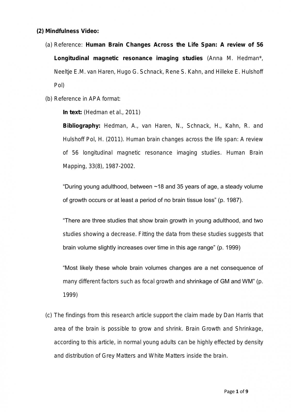 ILS Assignment PSYC1001 - Page 1