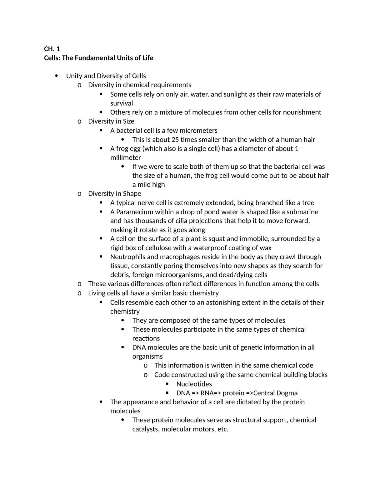 Cell Biology Notes - Page 1