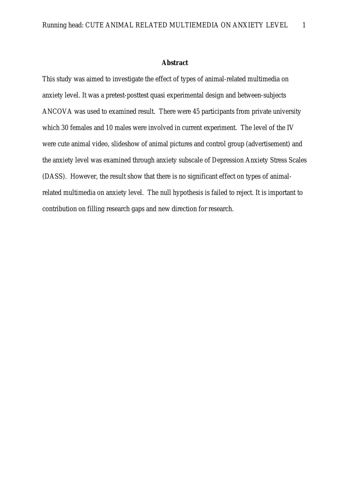The effect of types of cute animal-related multimedia on anxiety level - Page 1