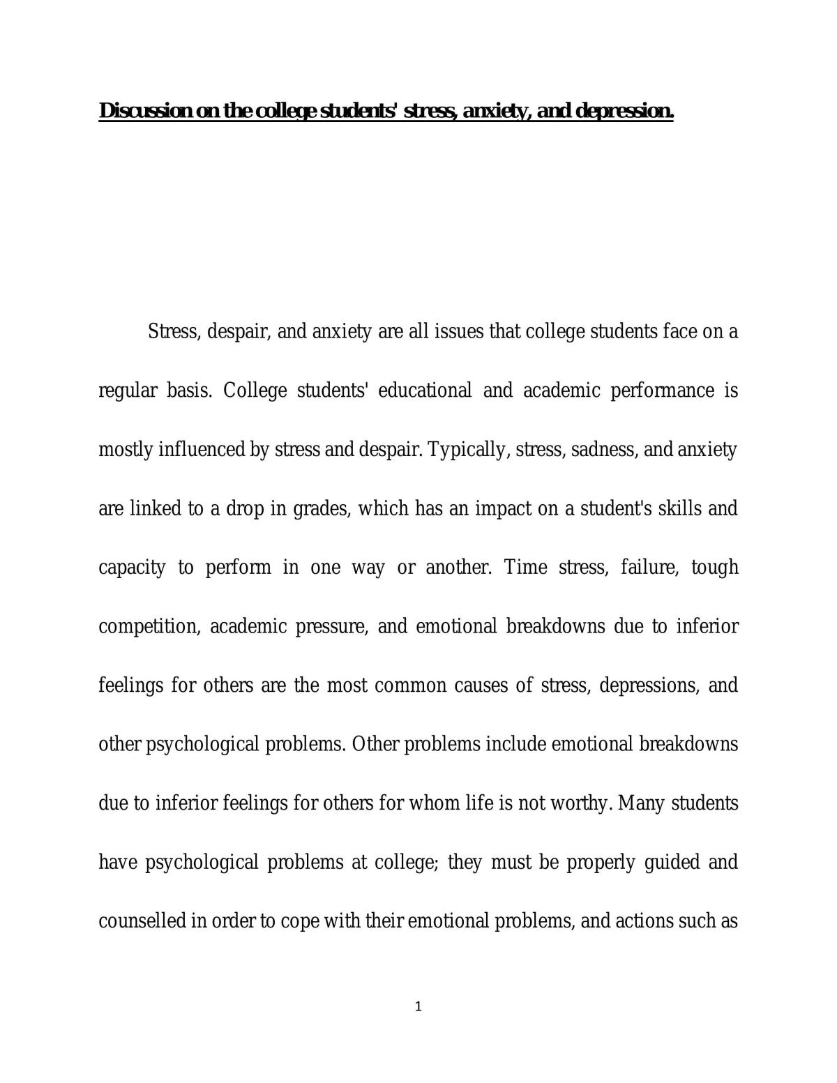 Stress, anxiety and depression on the college students  - Page 1