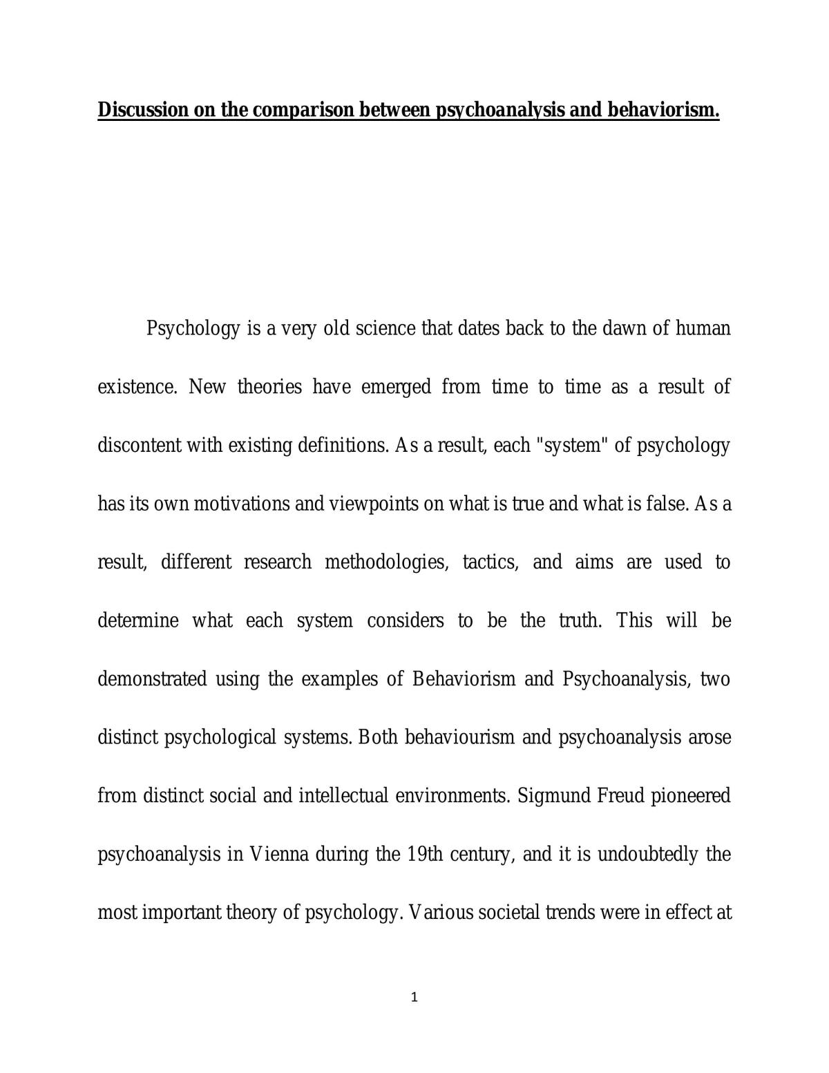 Psychoanalysis and behaviorism  - Page 1