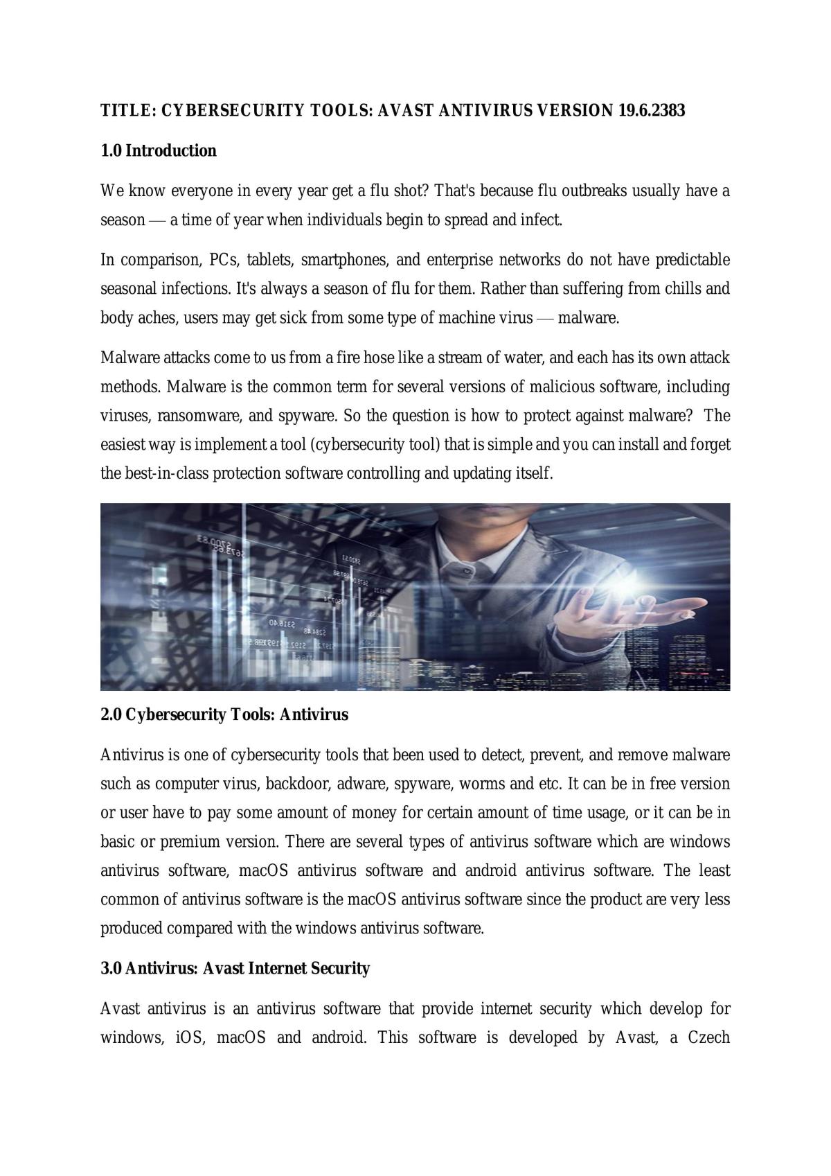 Cybersecurity Tools: Avast Antivirus Version 19.6.2383 - Page 1
