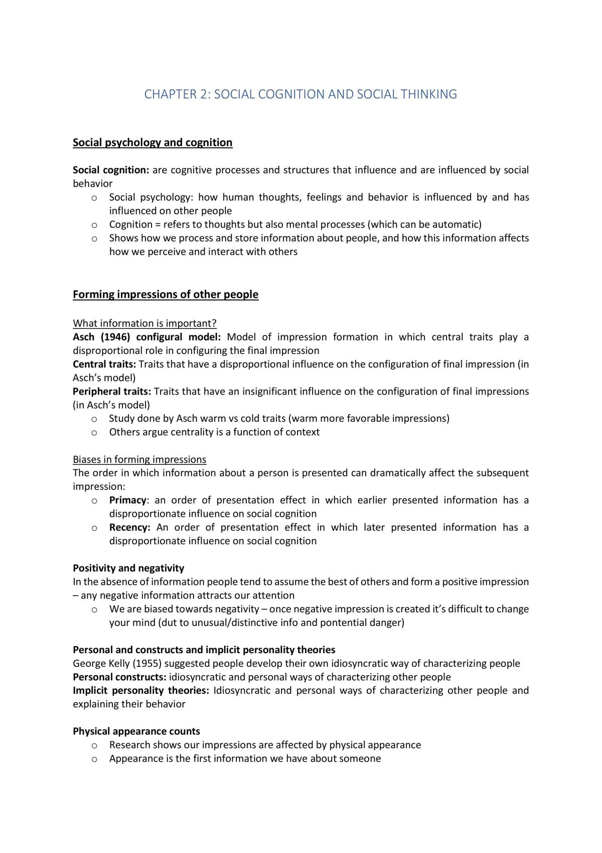 Social Cognition Summary - Page 1