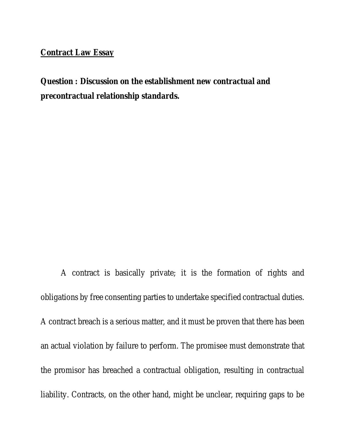 Contractual and precontractual relationship standards  - Page 1