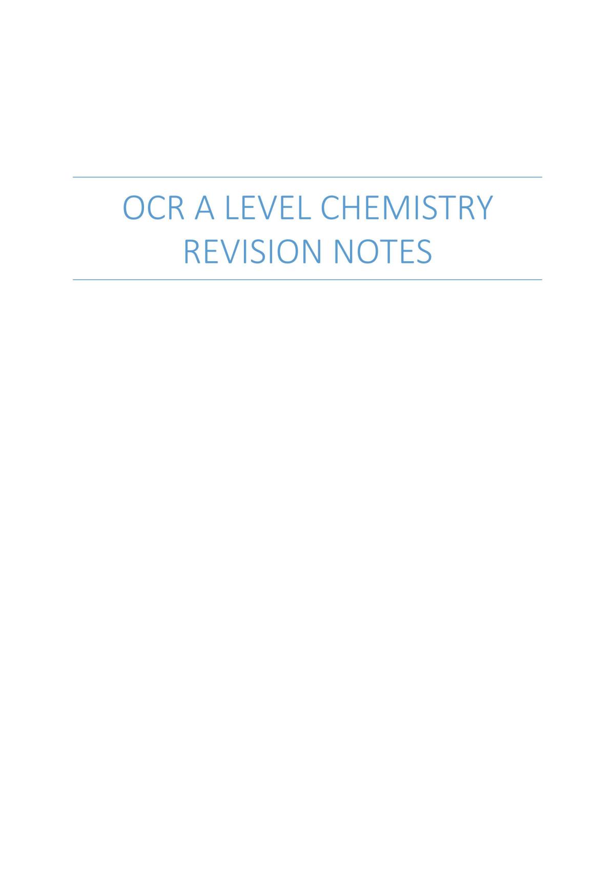 OCR A-Level Chemistry- full revision notes  - Page 1