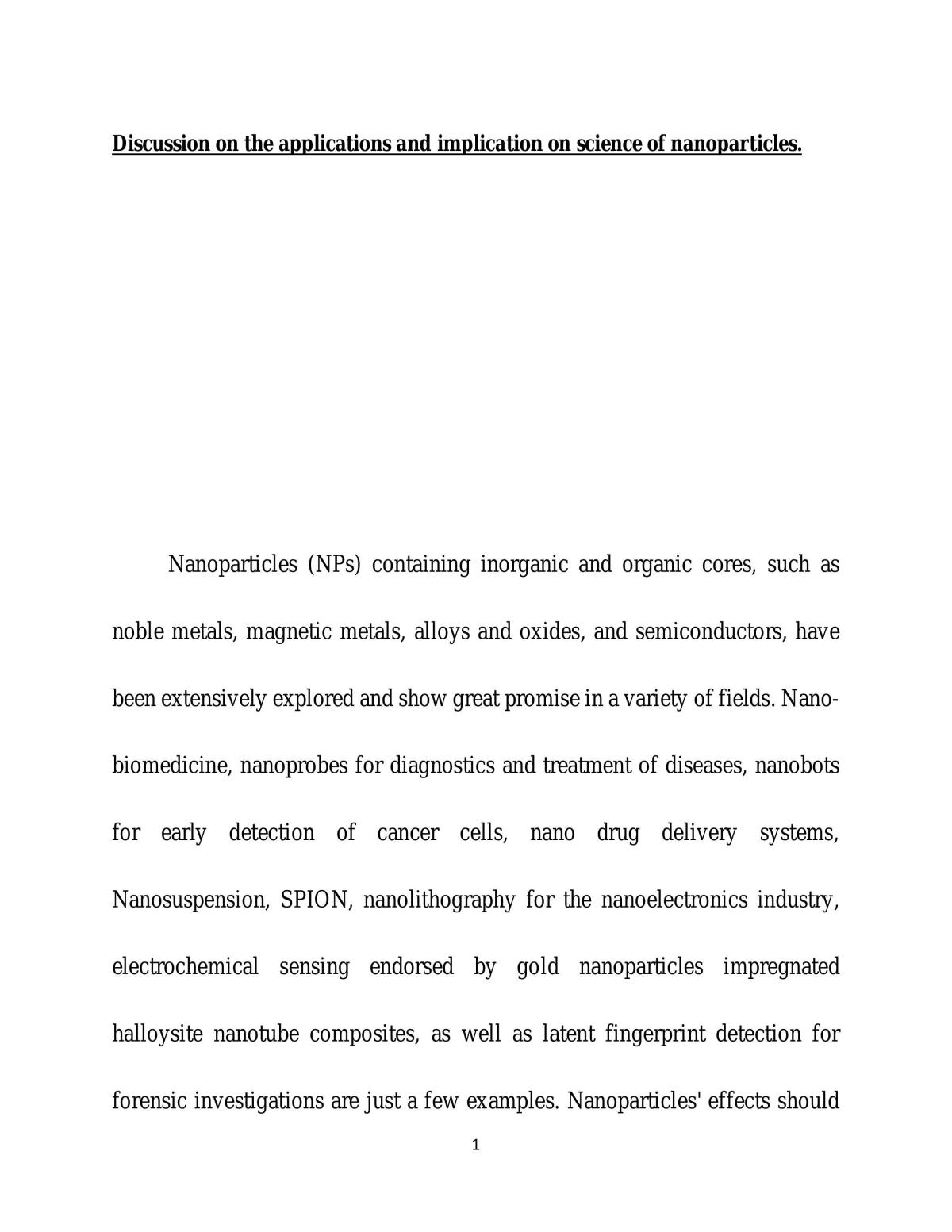 Science of nanoparticles  - Page 1