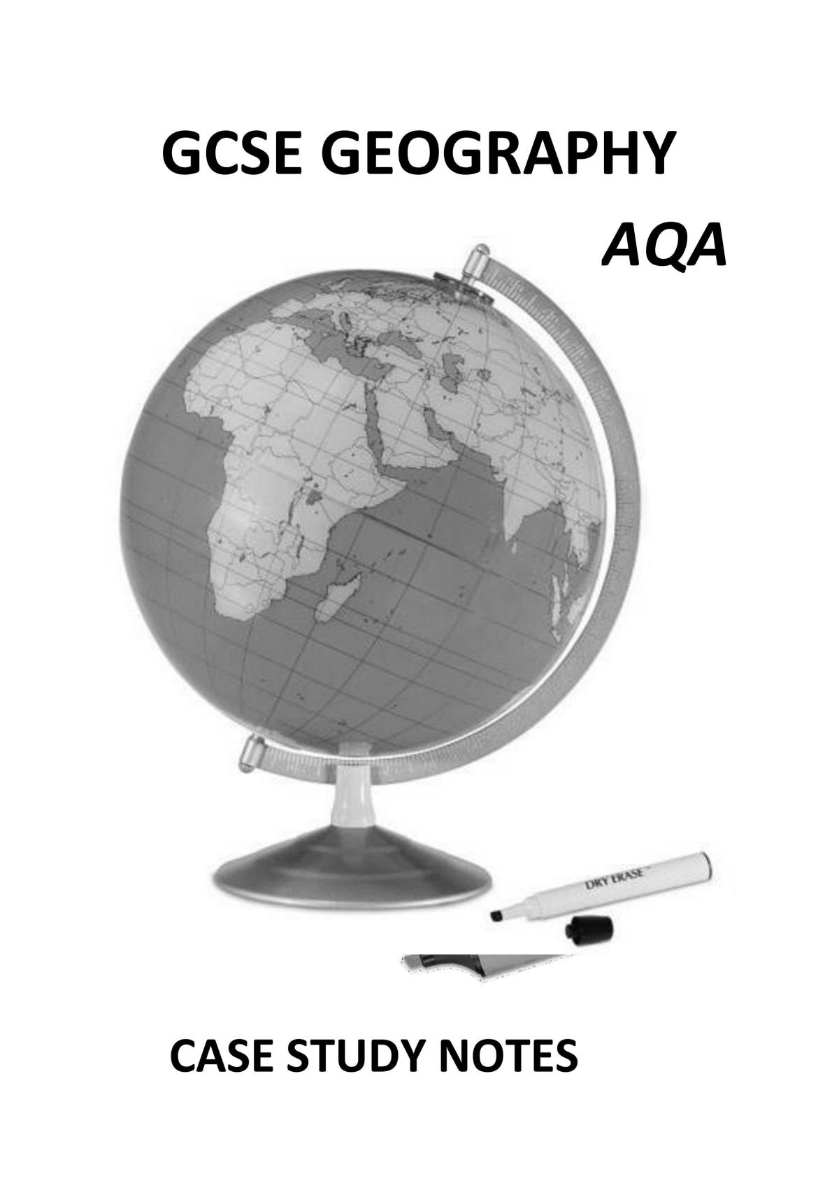 AQA GCSE Geography- All case study notes  - Page 1