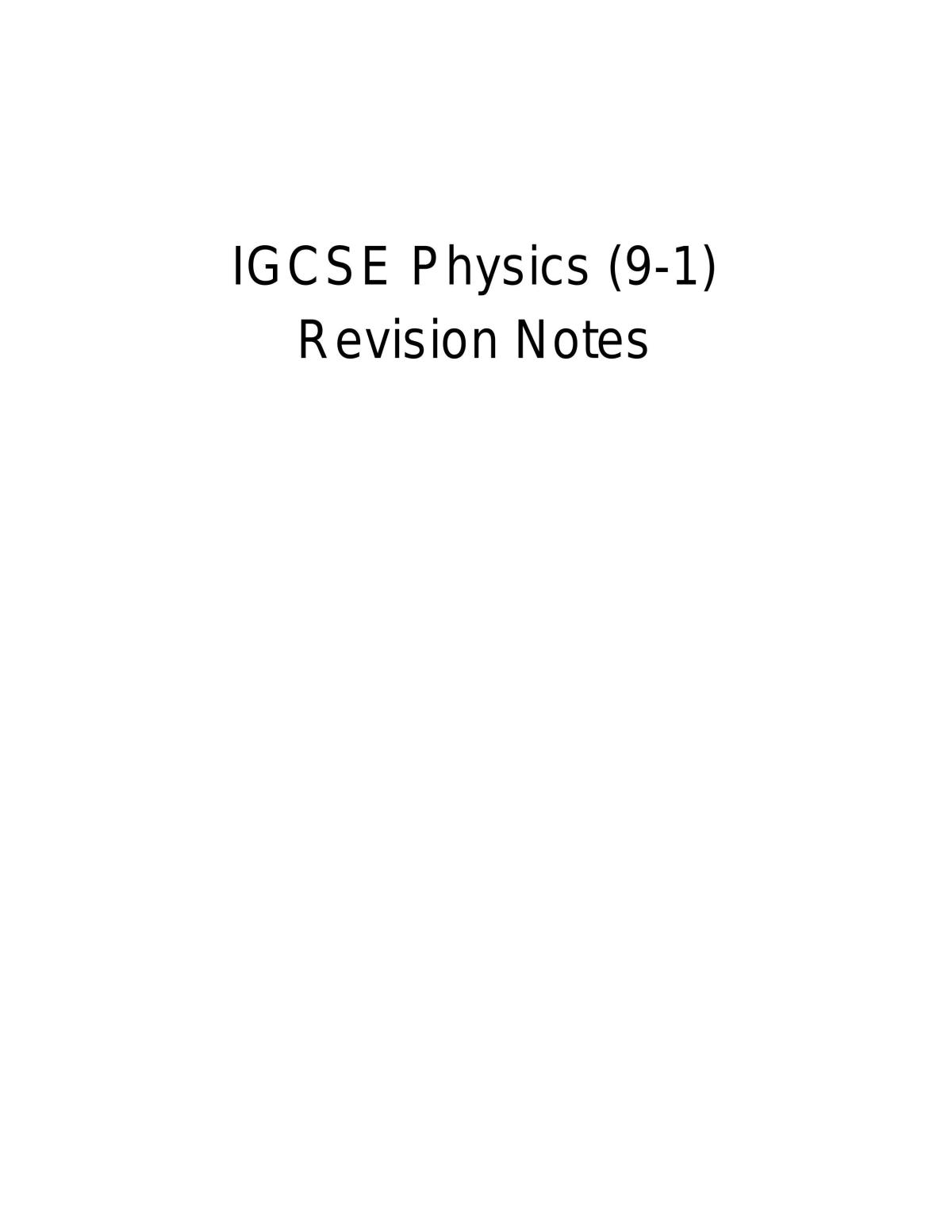 Edexcel GCSE Physics- full study notes  - Page 1