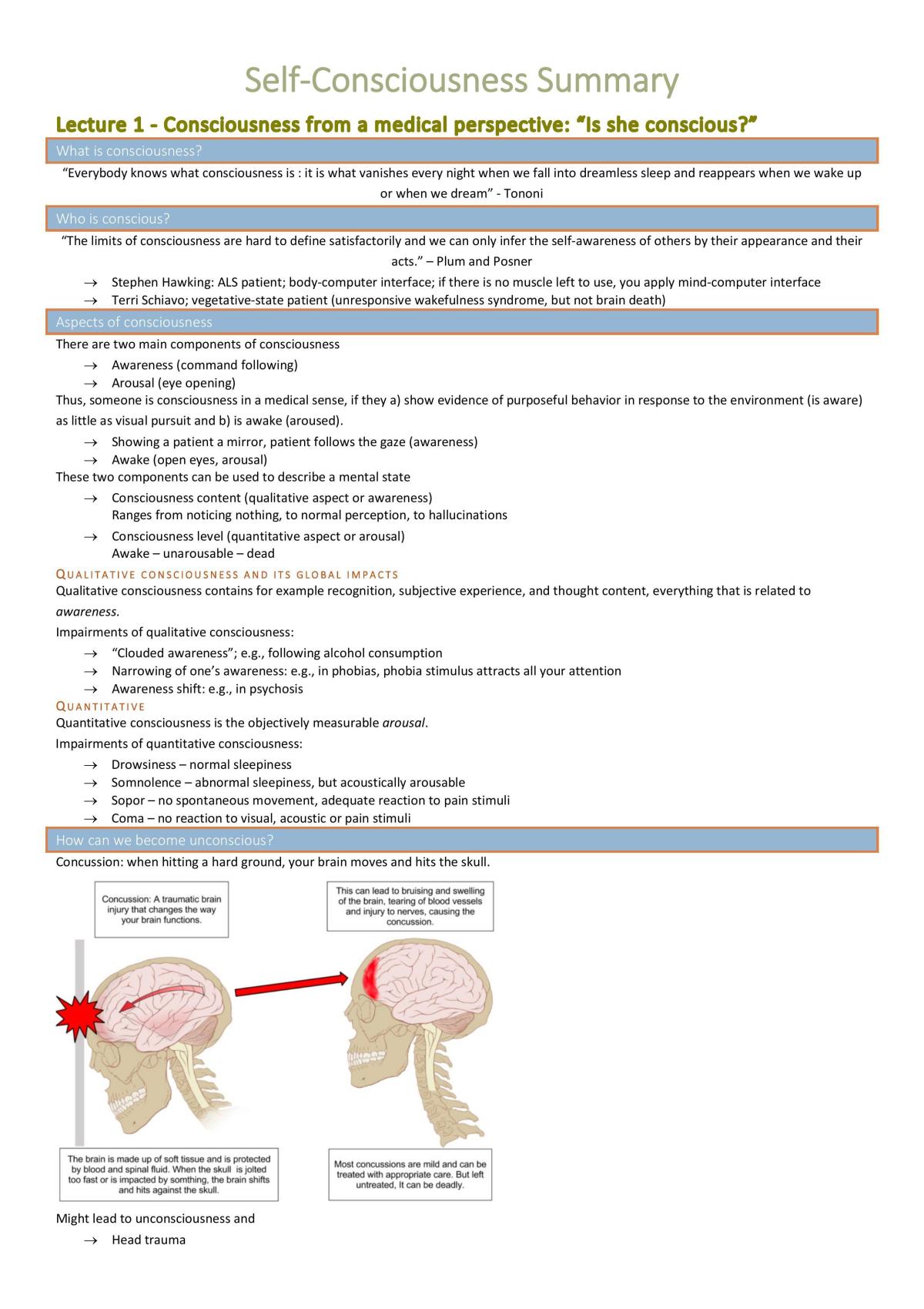 Self-Consciousness Summary - Page 1