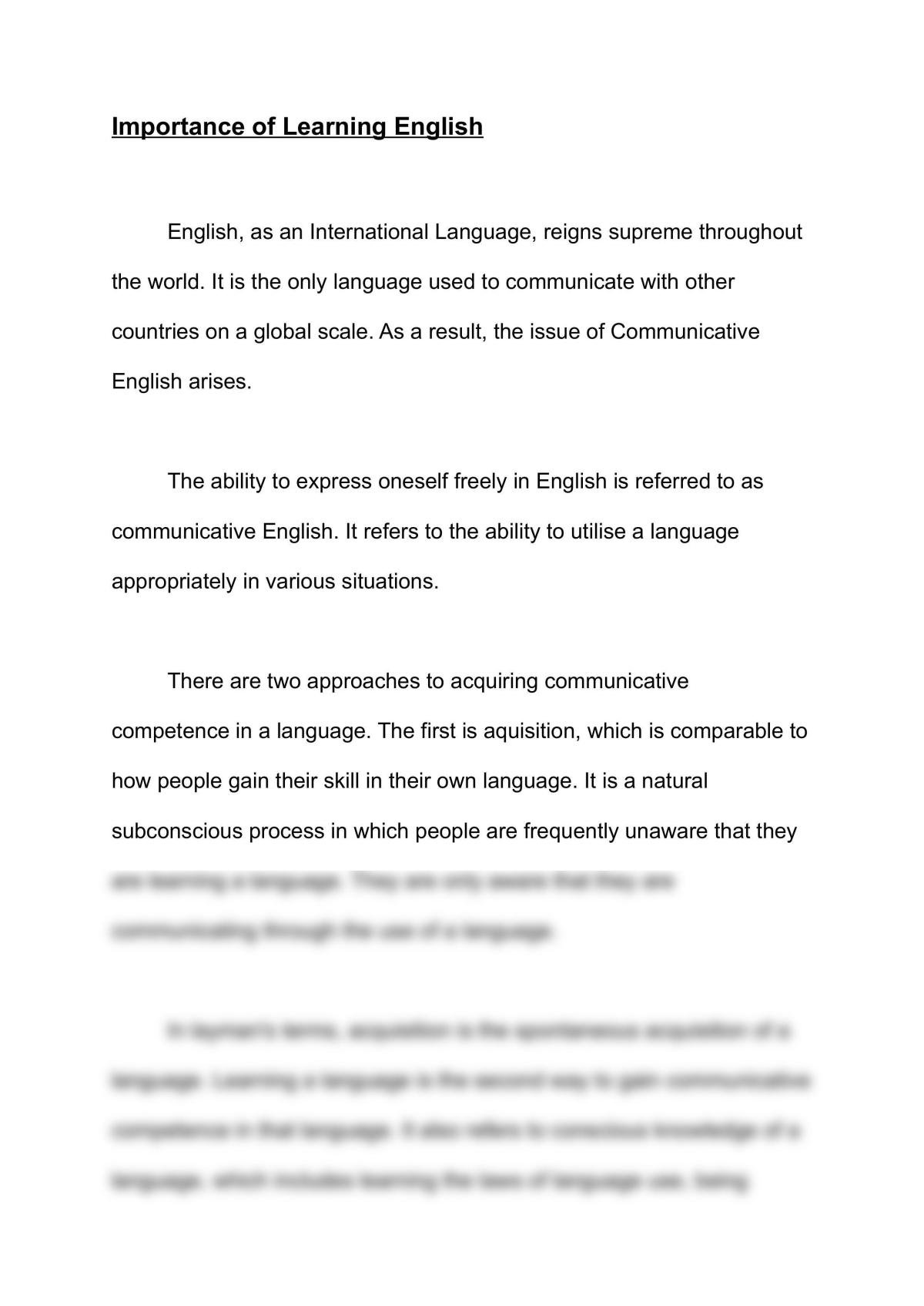 essay about learning english