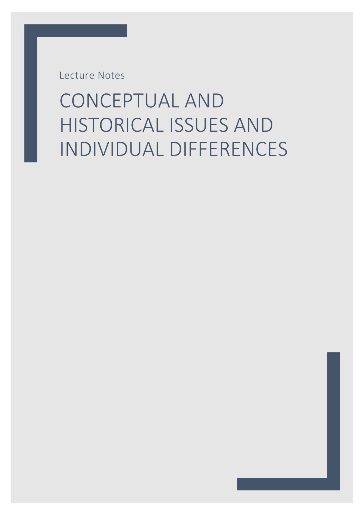 Conceptual and Historical differences and individual differences lecture notes - Page 1