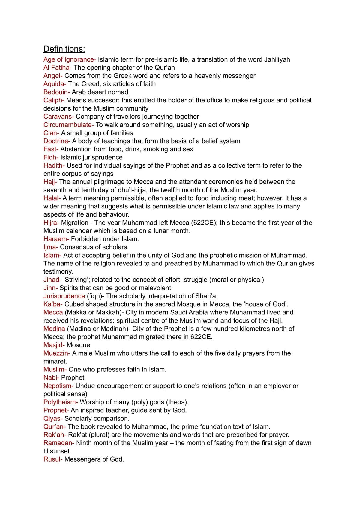 Islam Notes - Page 1