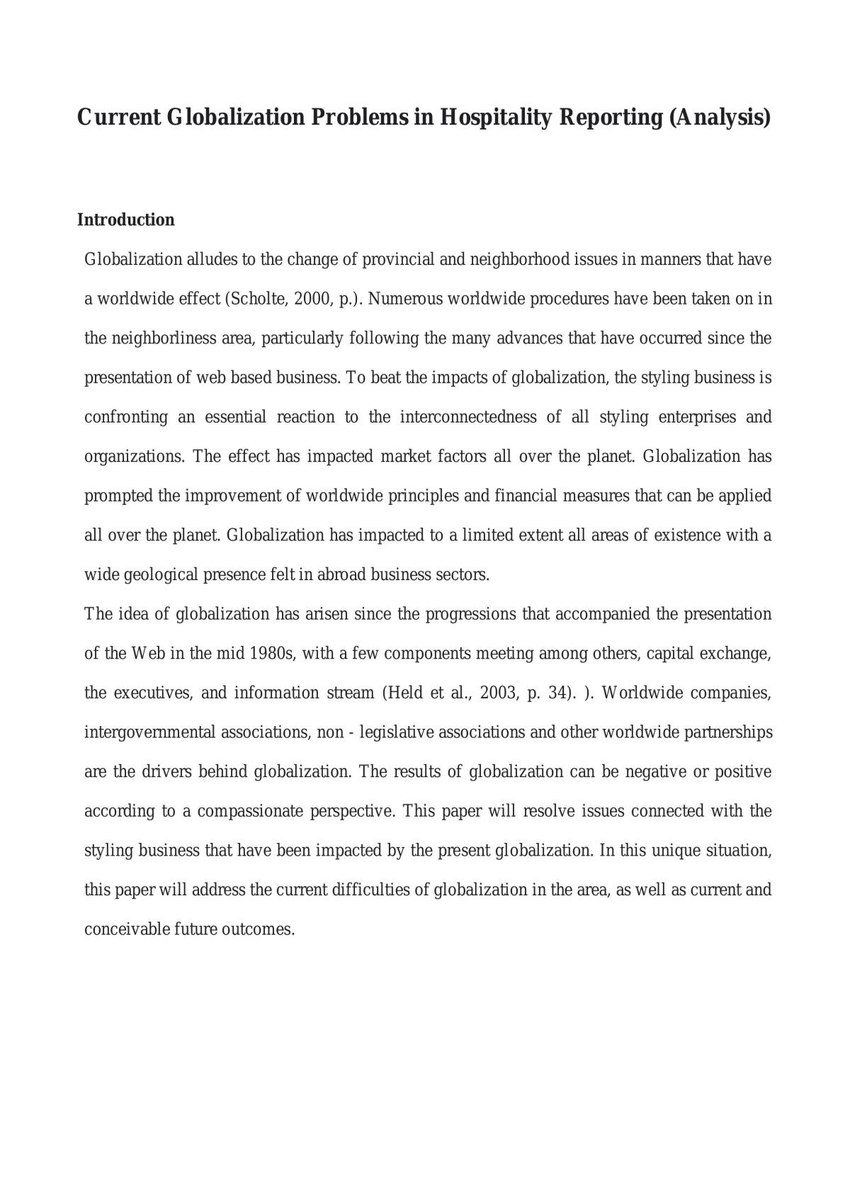 Current Globalization Problems in Hospitality Reporting (Analysis) - Page 1