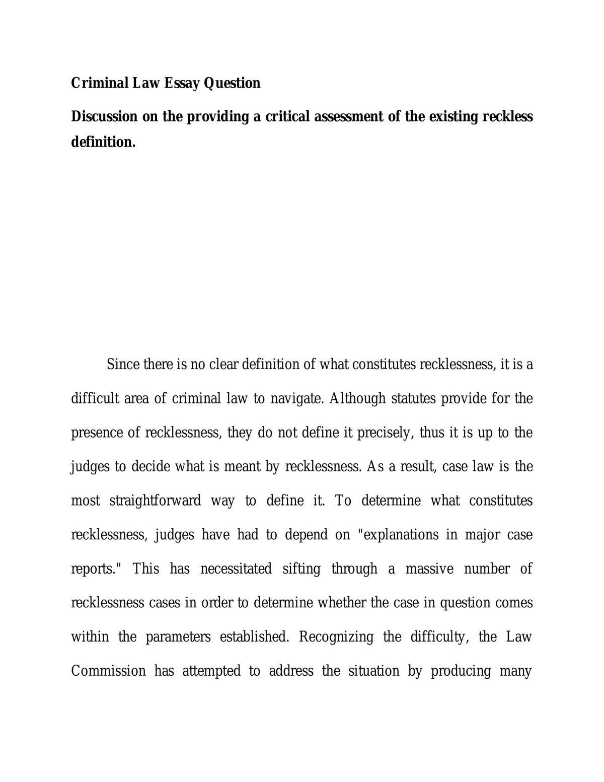 Recklessness definition  - Page 1