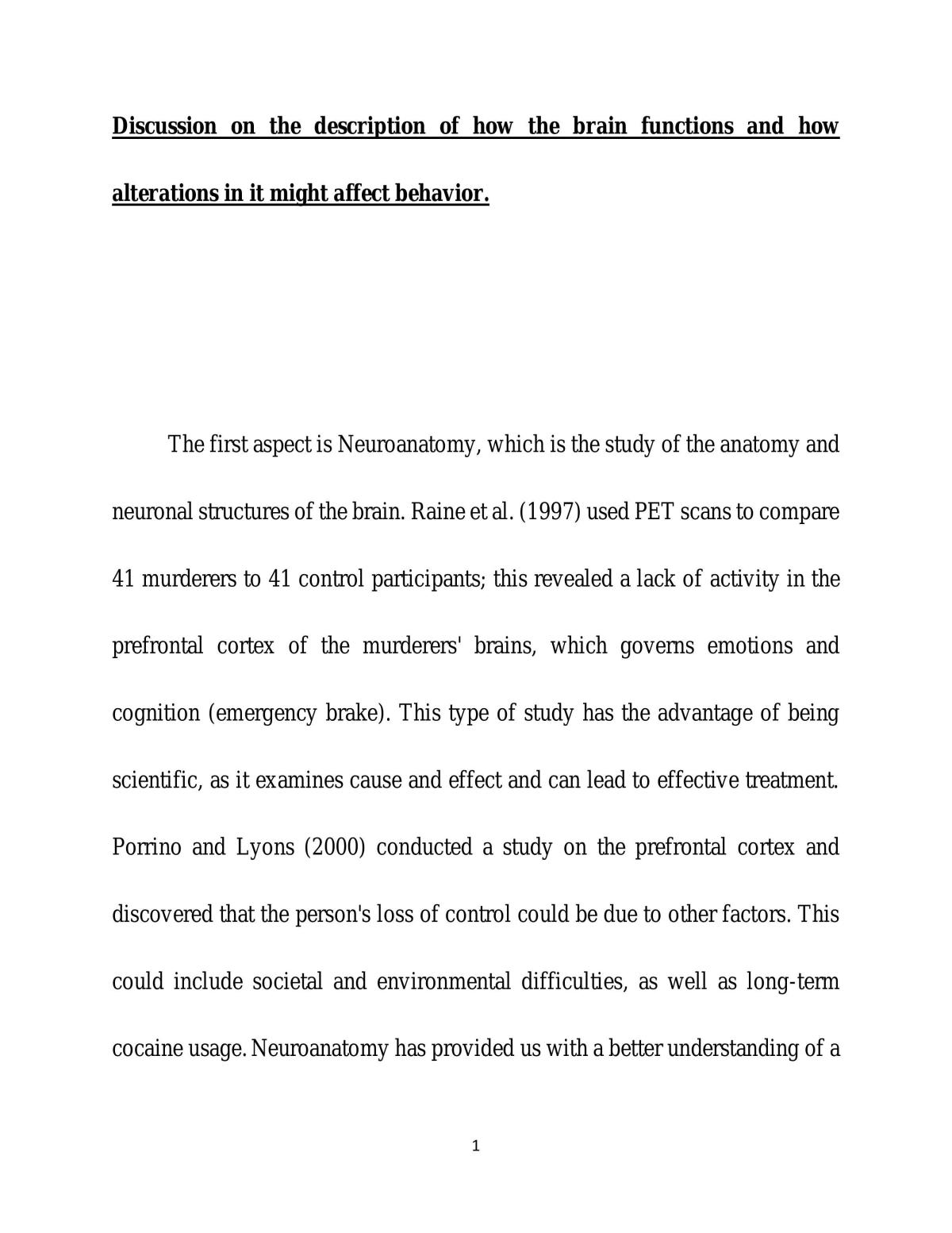 Brain functions and behaviour  - Page 1