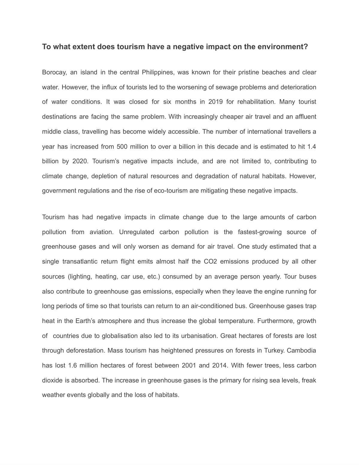 KI essay: Tourism and Environment - Page 1
