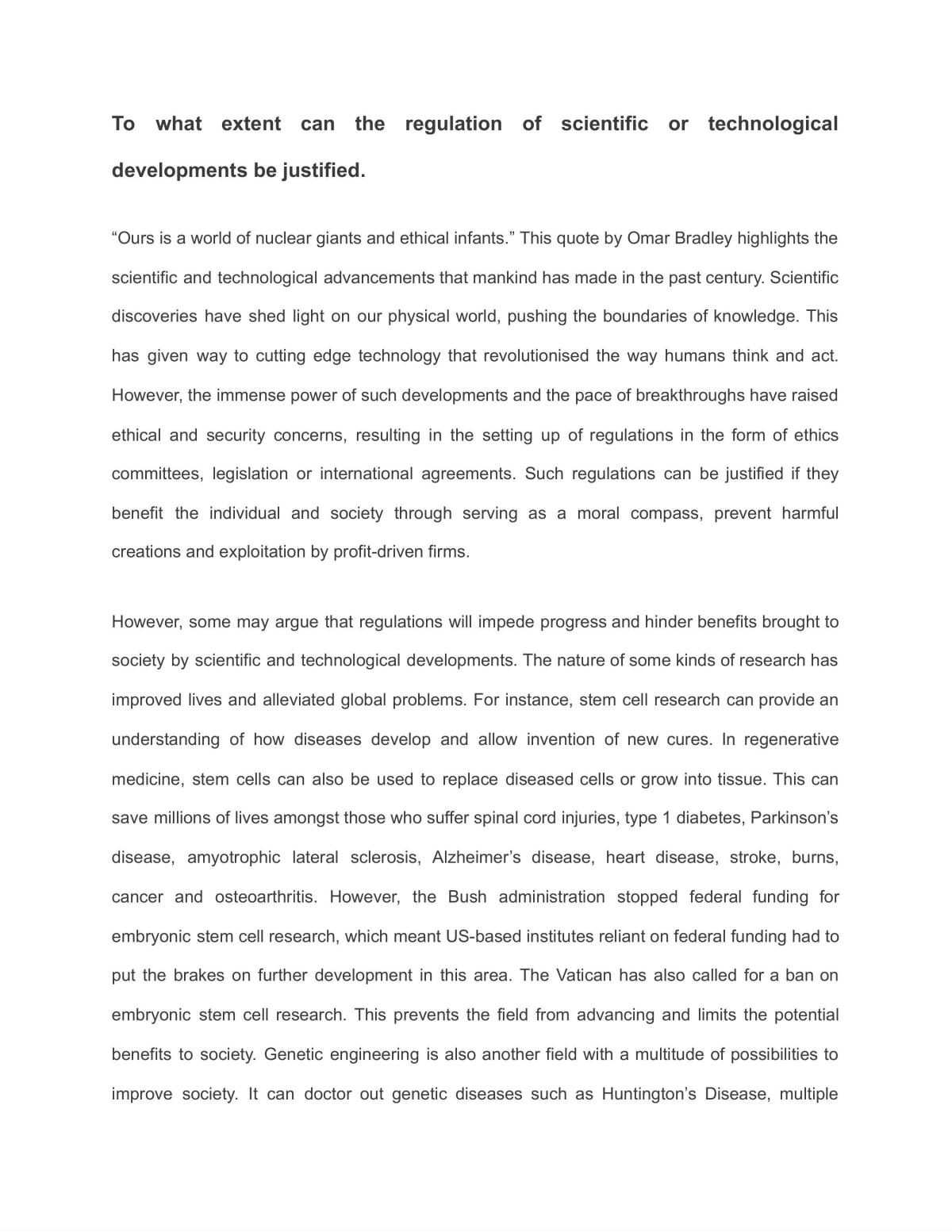 KI essay - Regulation of science and tech - Page 1
