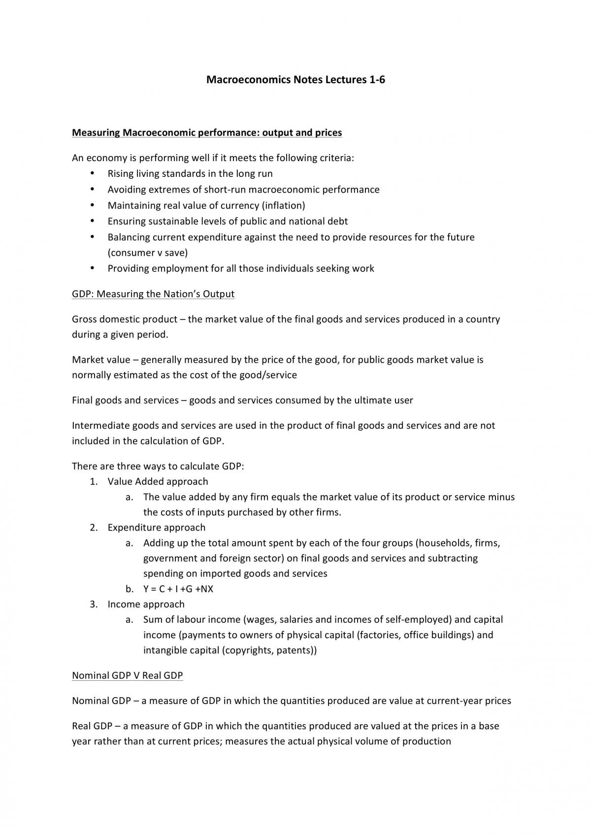 Introductory Macroeconomics Notes - Page 1