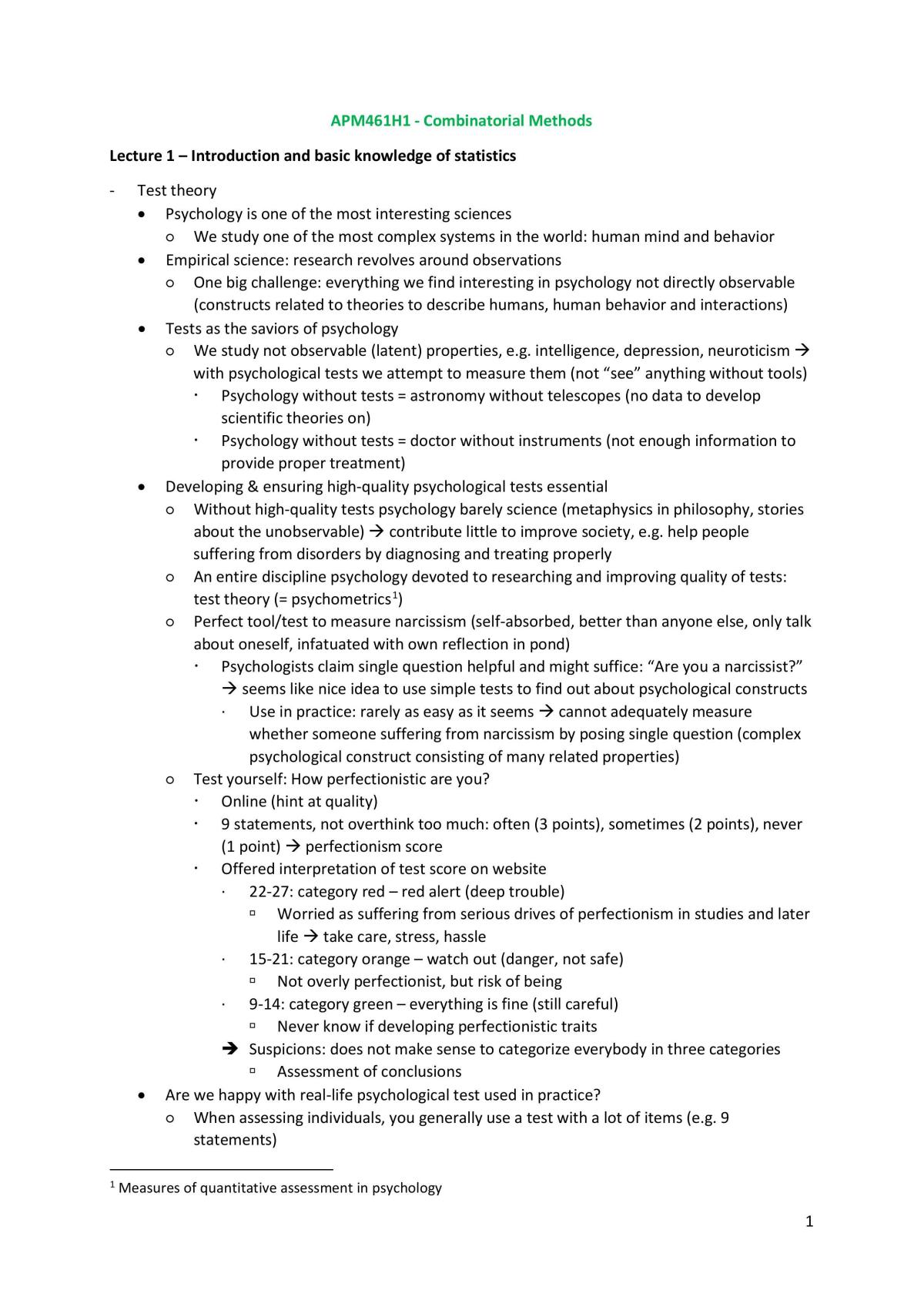 Combinatorial Methods Summary - Page 1