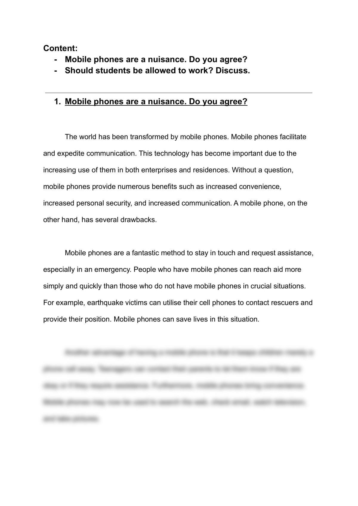 mobile essay in english