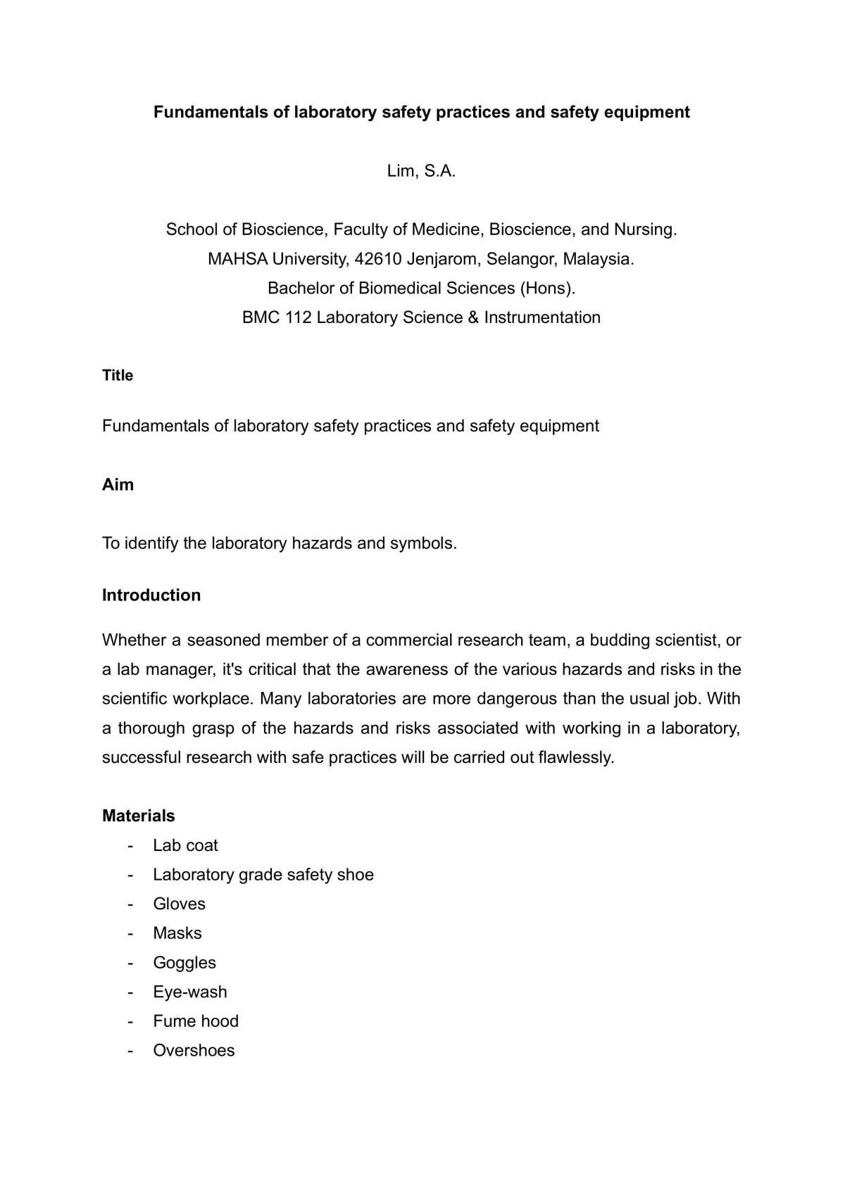 literature review on laboratory safety