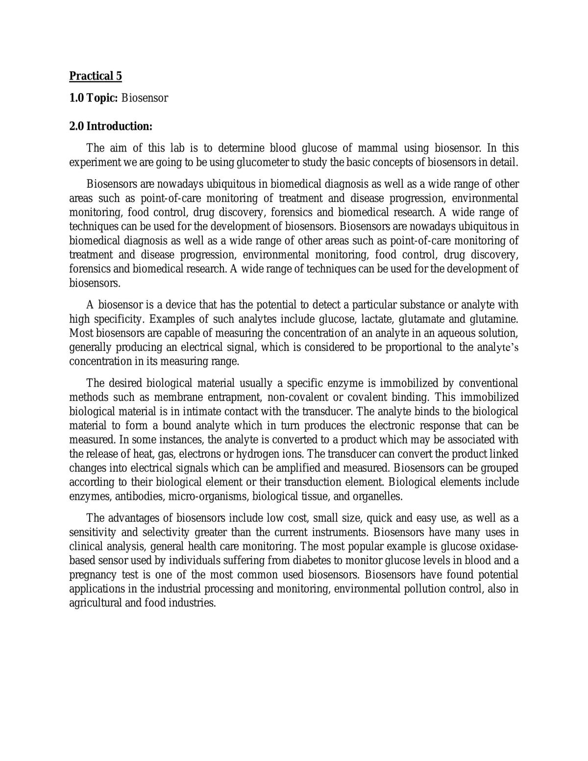 Lab report for Biosensor - Page 1
