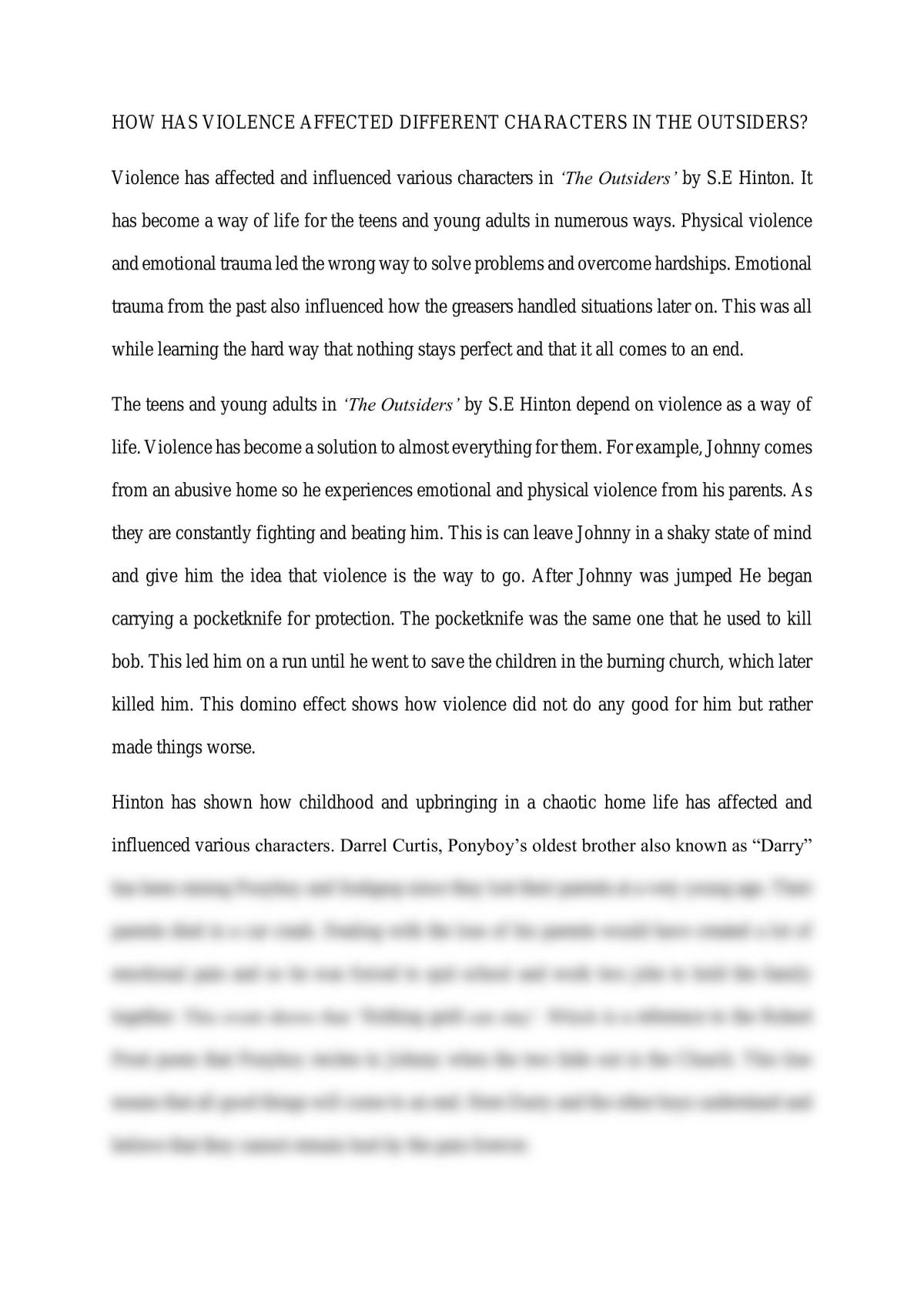  The Outsiders Essay - Page 1