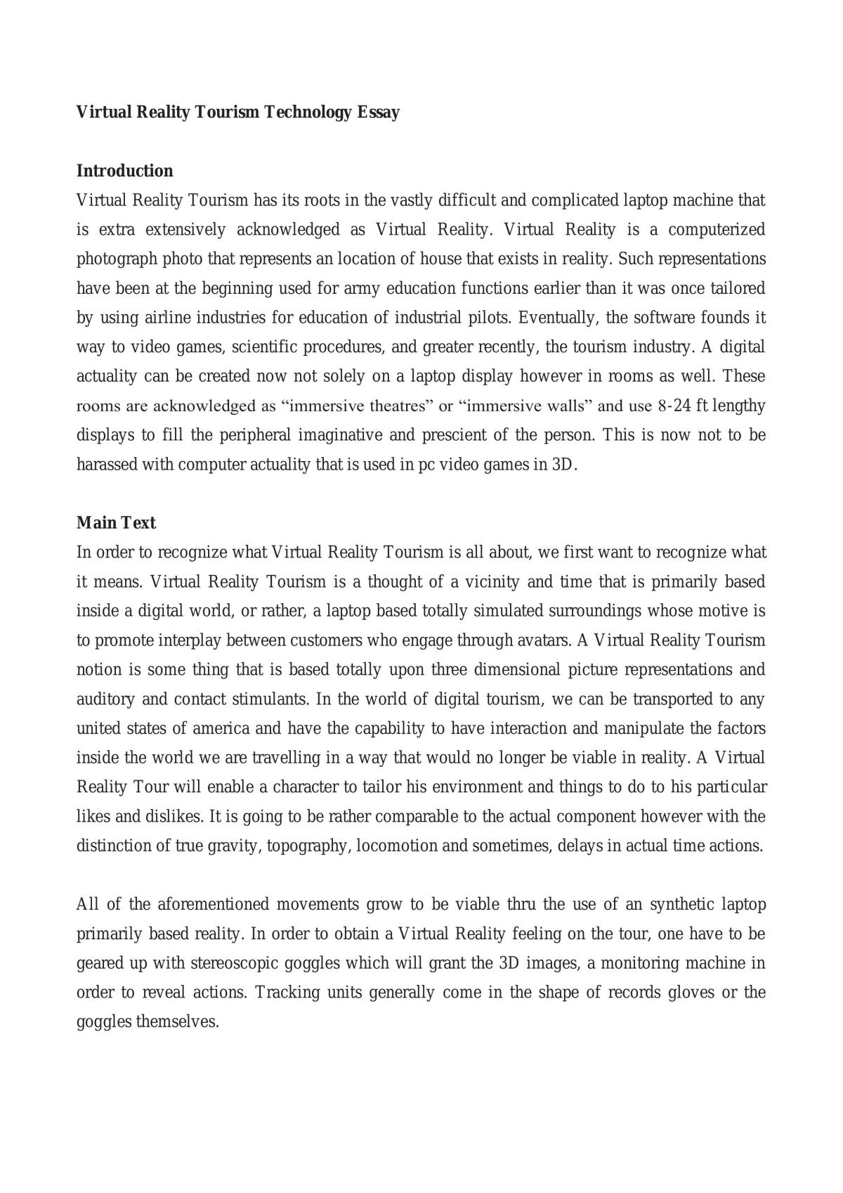 Virtual Reality Tourism Technology - Page 1
