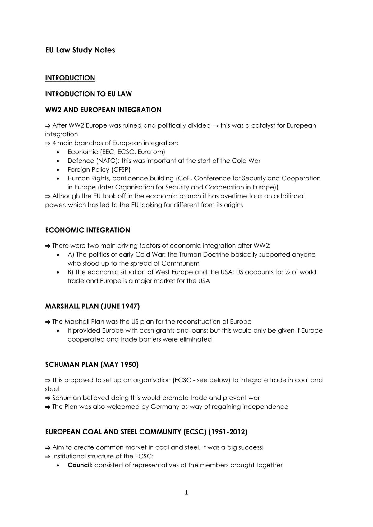 EU Law Study Notes - Page 1