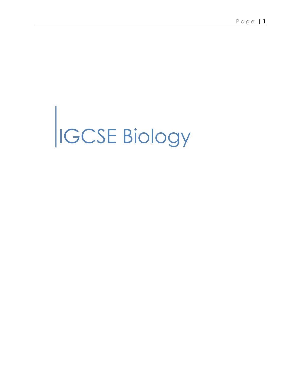IGCSE/Edexcel Biology notes  - Page 1