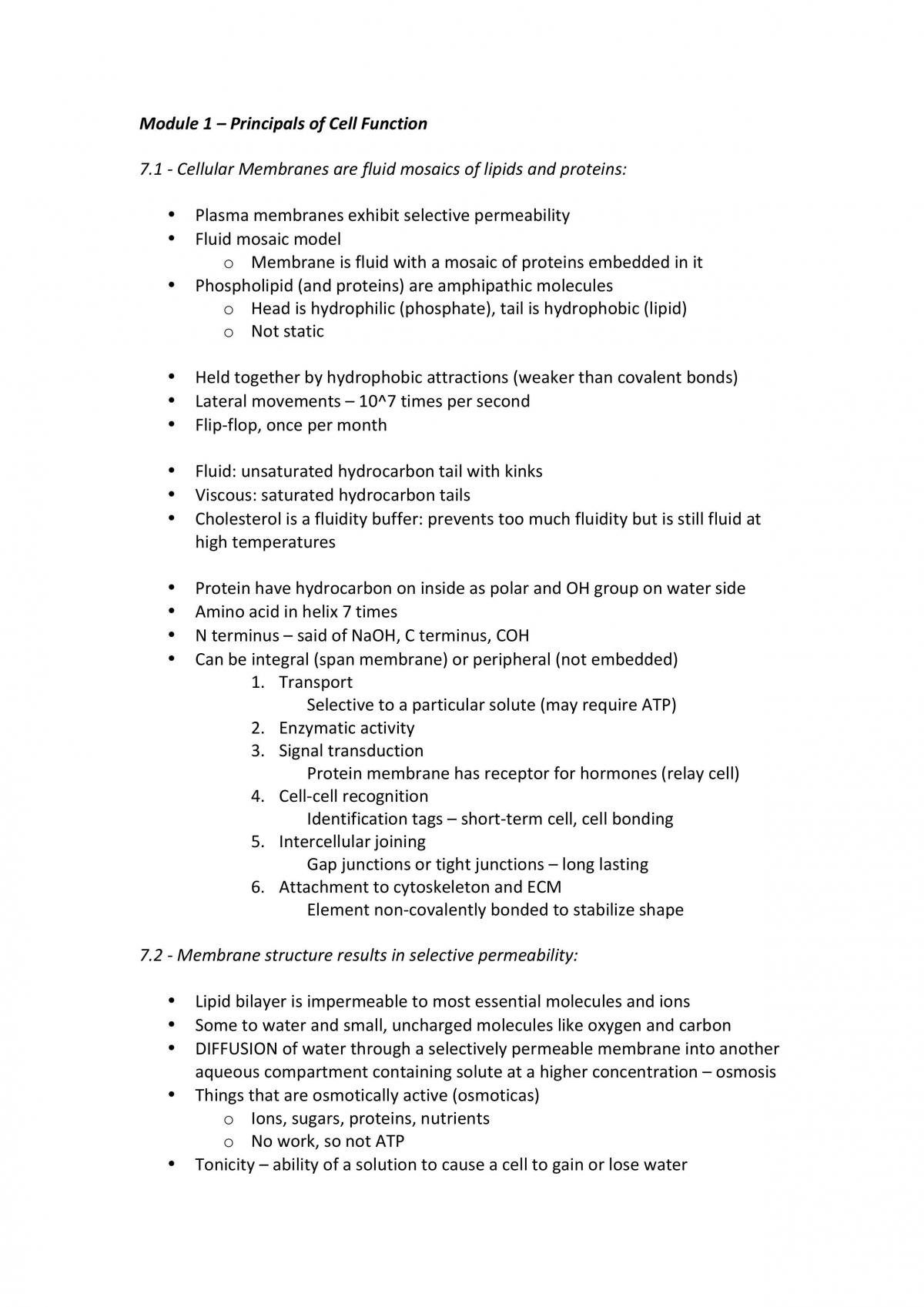 Notes for BIOL1040, Cells to Organisms, Modules 1-7 - Page 1