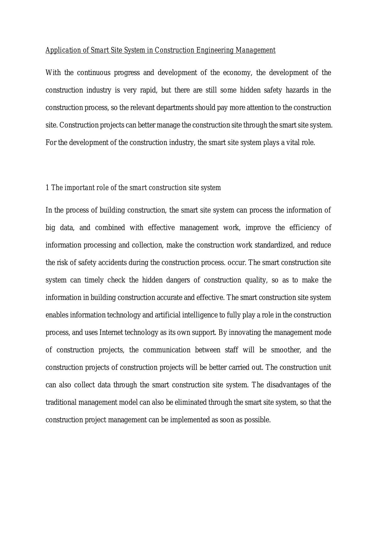 Application of Smart Site System in Construction Engineering Management - Page 1