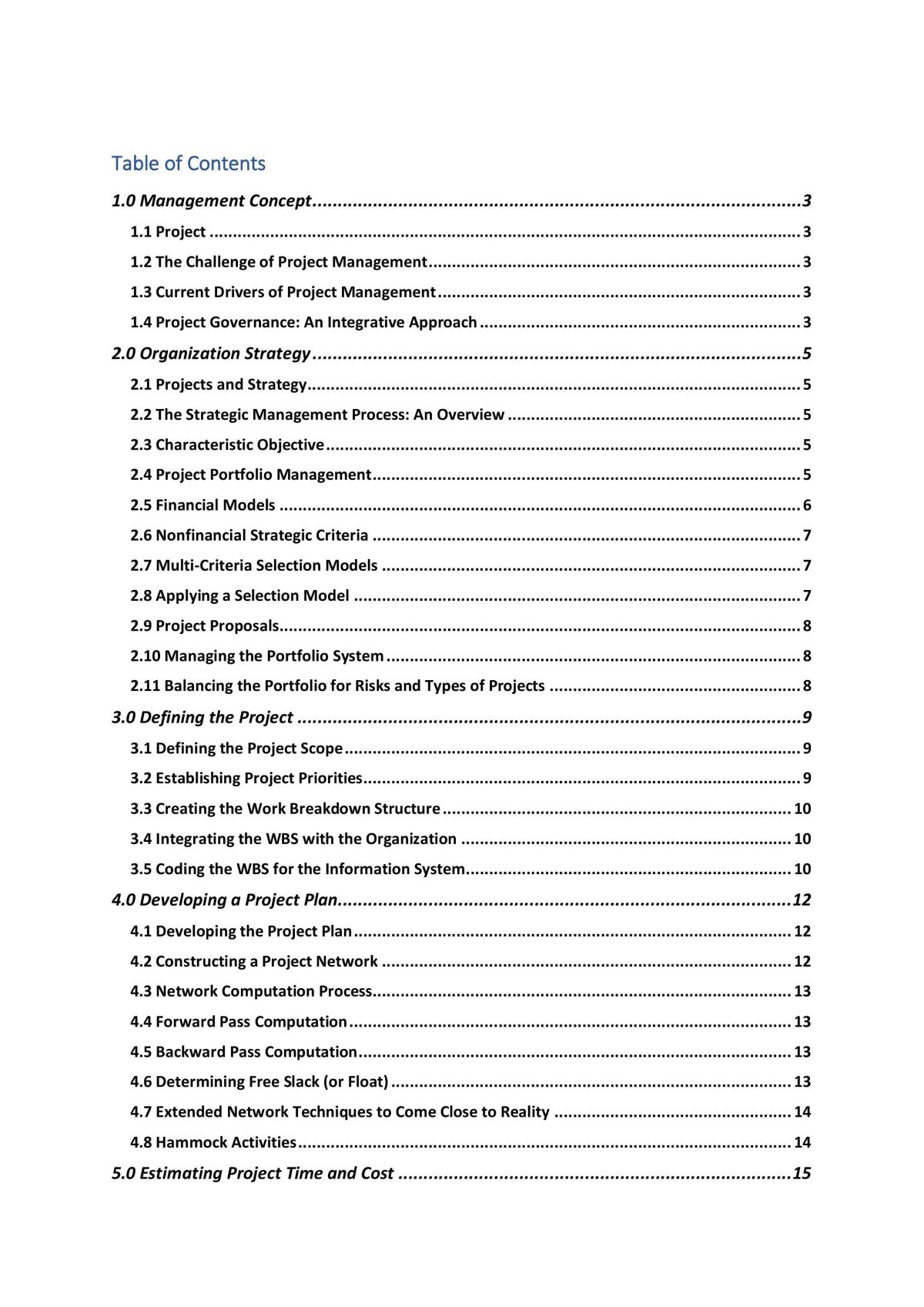 Project Management Notes - Page 1
