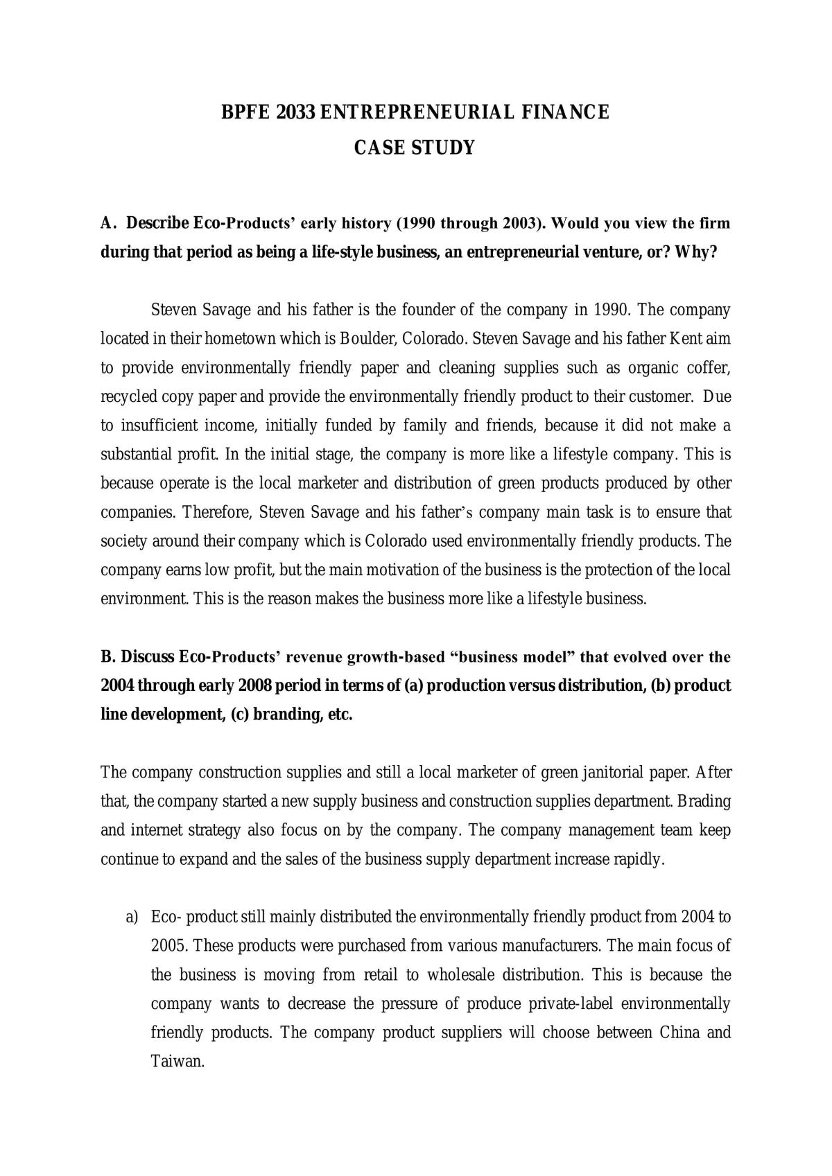 Case Study of Eco-Products - Page 1