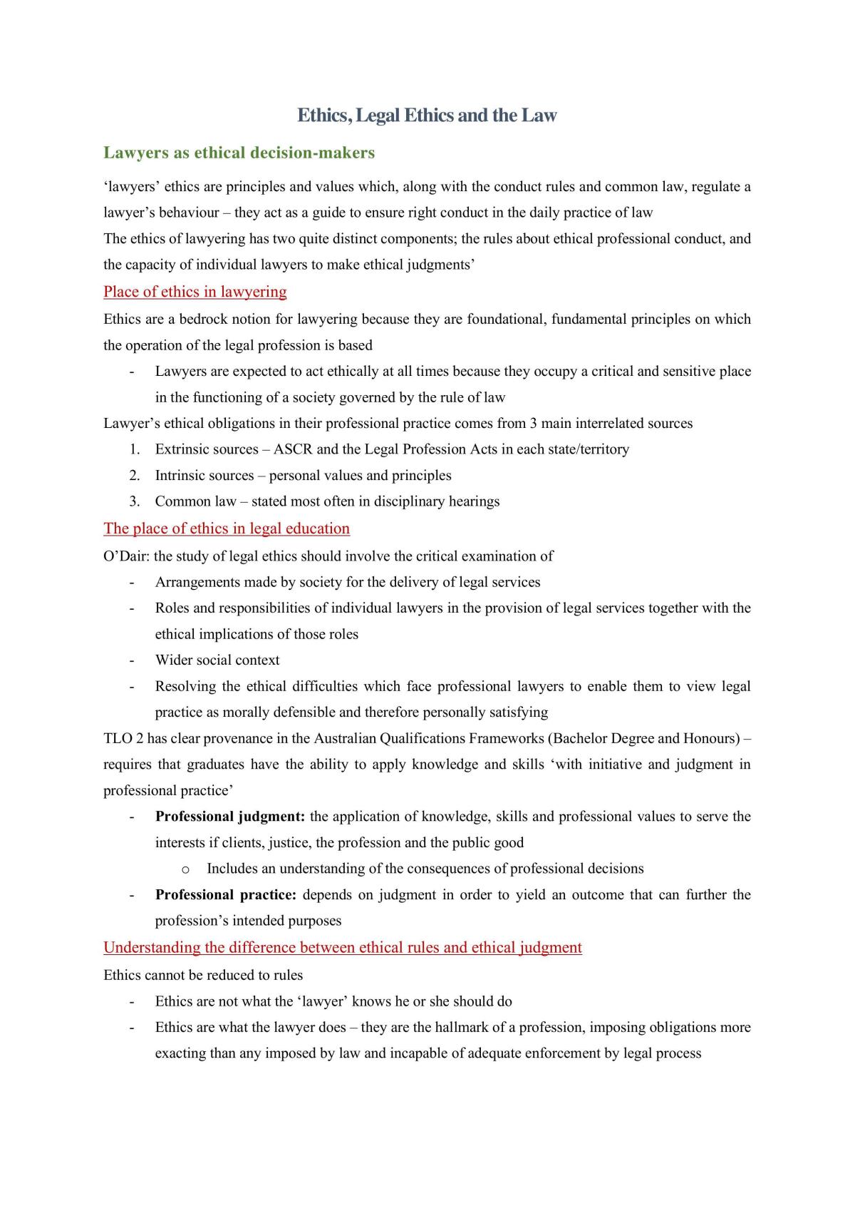 Complete Study Notes for LAWS1230 - Page 1