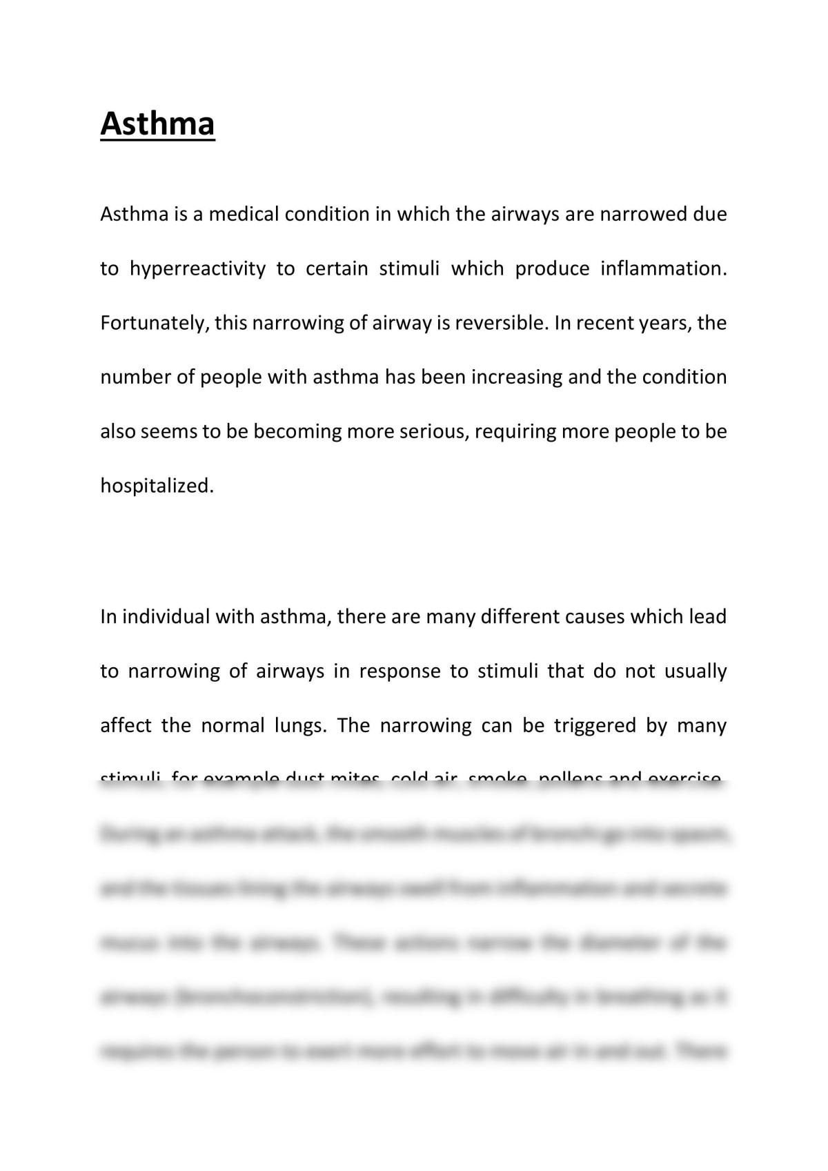 prevention of asthma essay