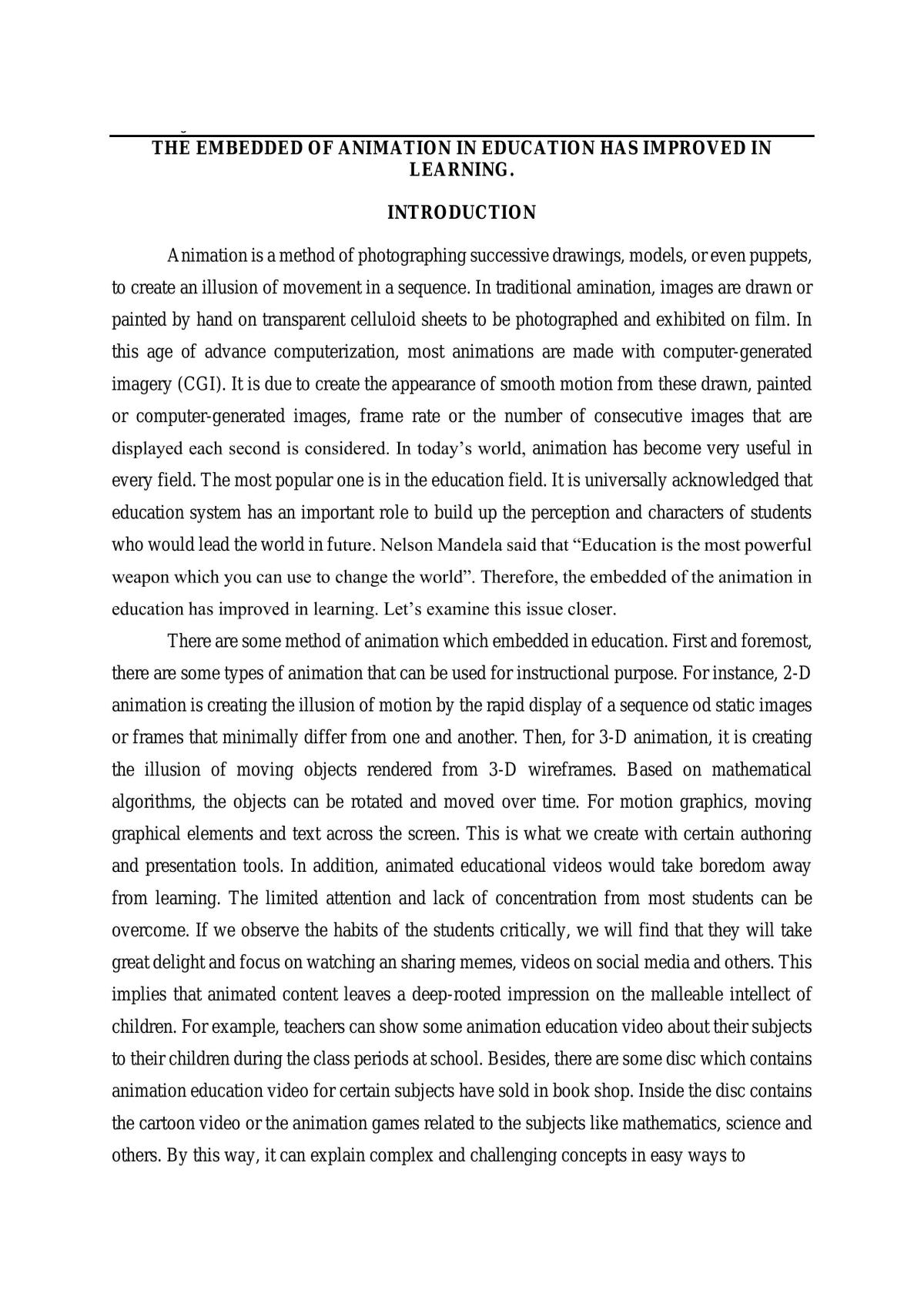 The Embedded Of Animation in Education Has Improved In Learning - Page 1