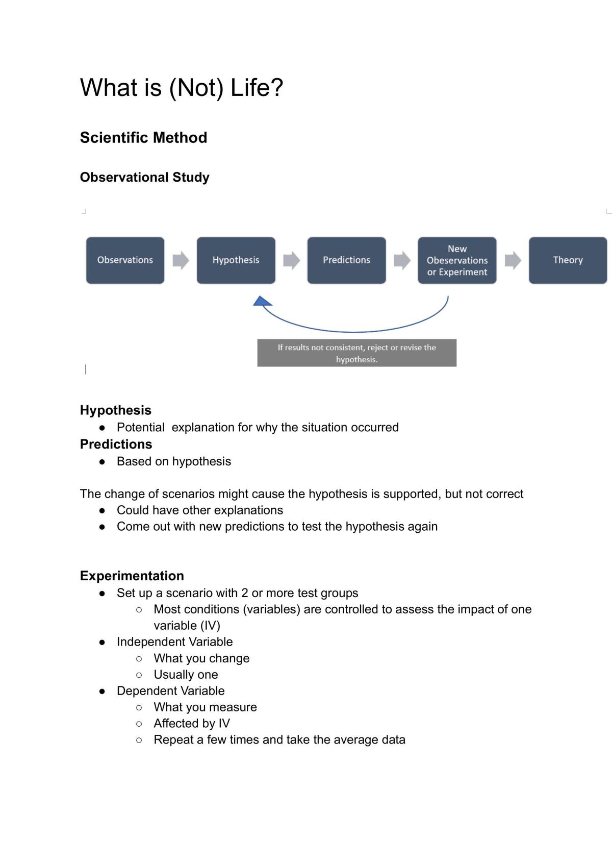 BIO 1011 Notes - Page 1