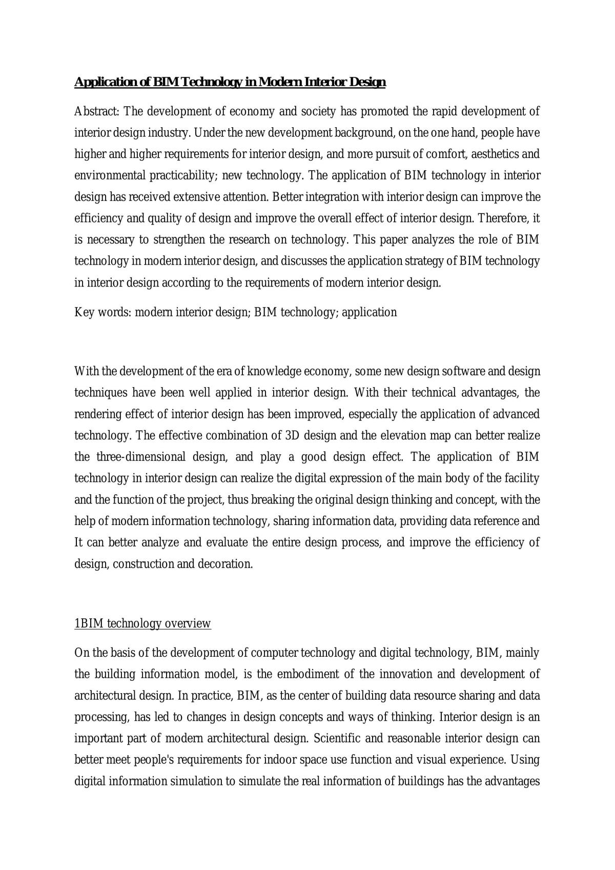 Application of BIM Technology in Modern Interior Design - Page 1