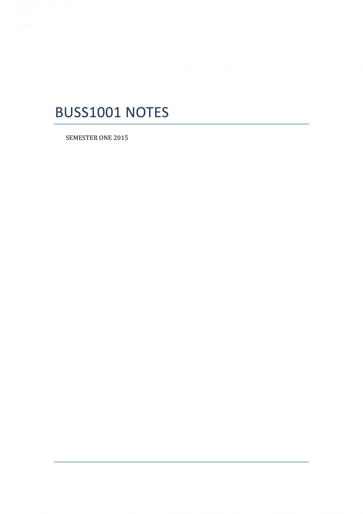 BUSS1001 Understanding Business Notes  - Page 1