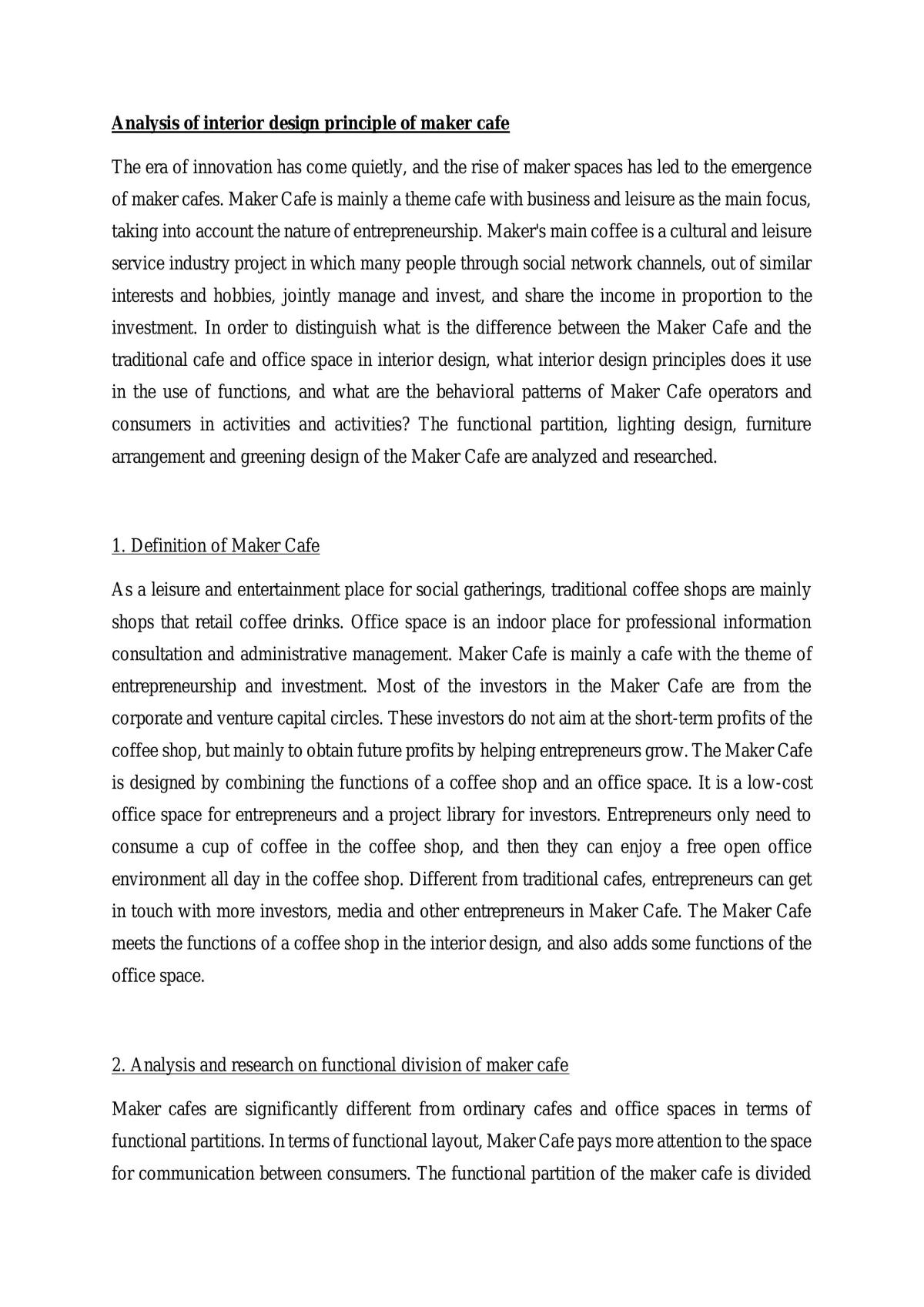 Analysis of interior design principle of maker cafe - Page 1