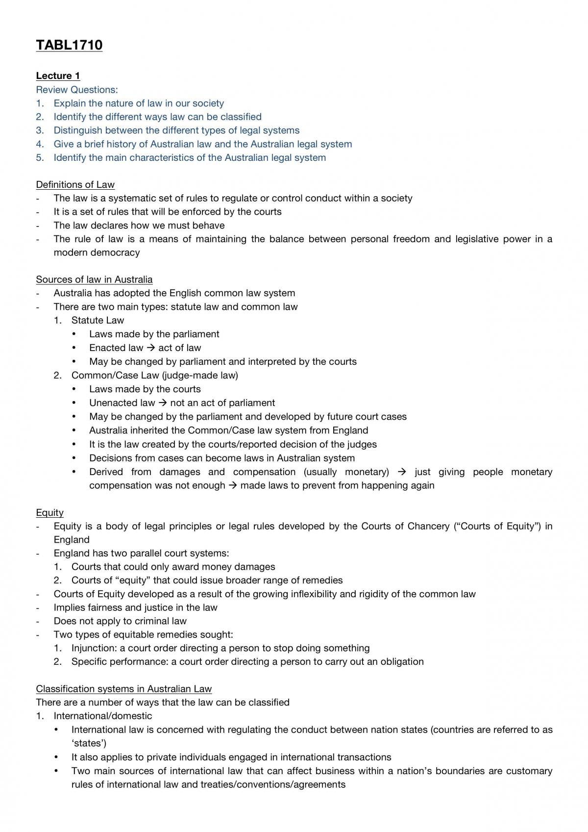 TABL1710 Study Notes - Page 1