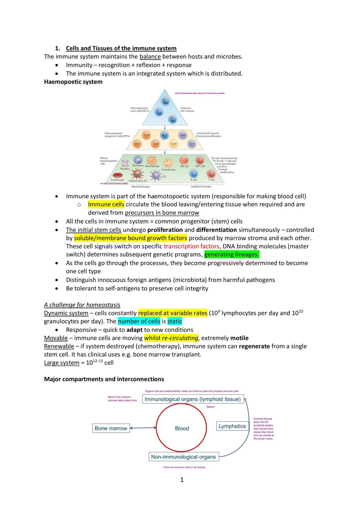 Highlighted summary notes - Page 1
