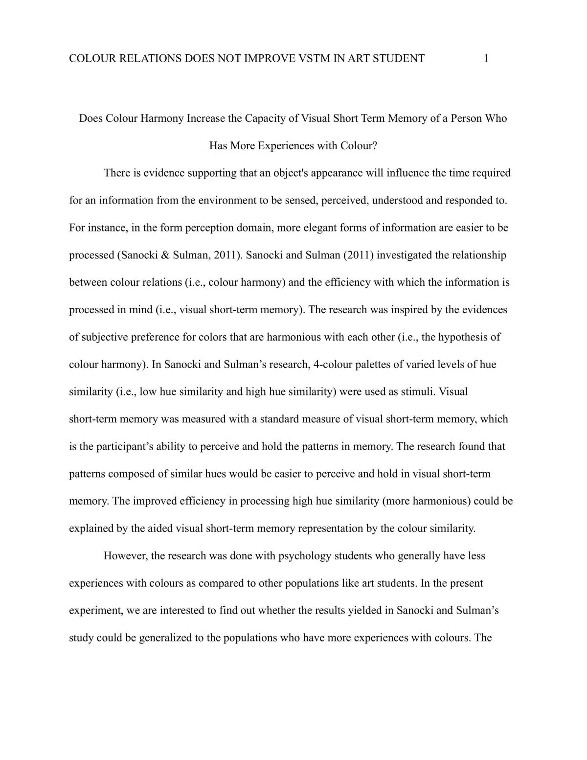 Research Proposal - Page 1