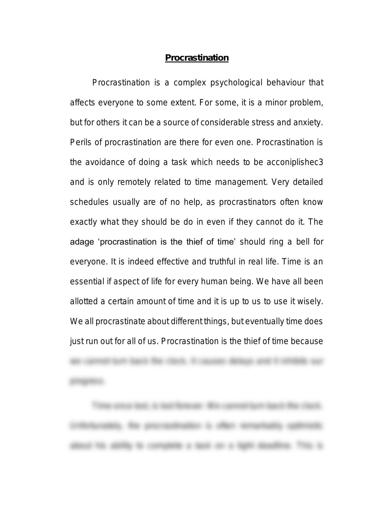 procrastination and its effects informative essay
